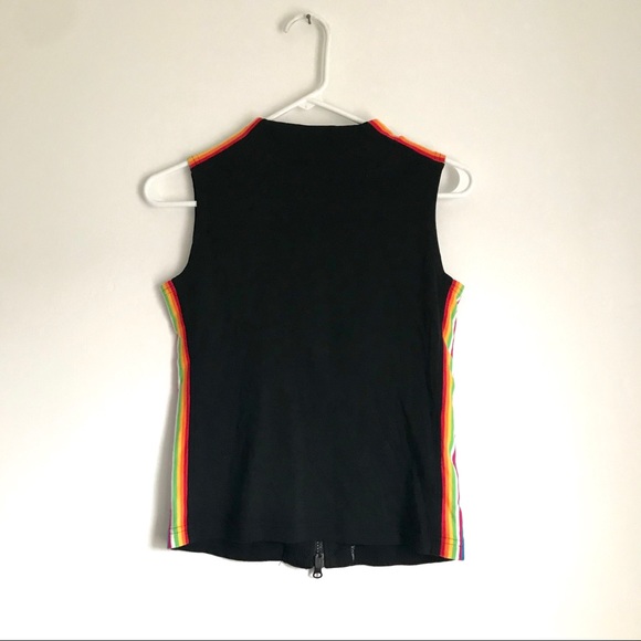 Rainbow Striped Black Full Zip Vest - M - Picture 2 of 6